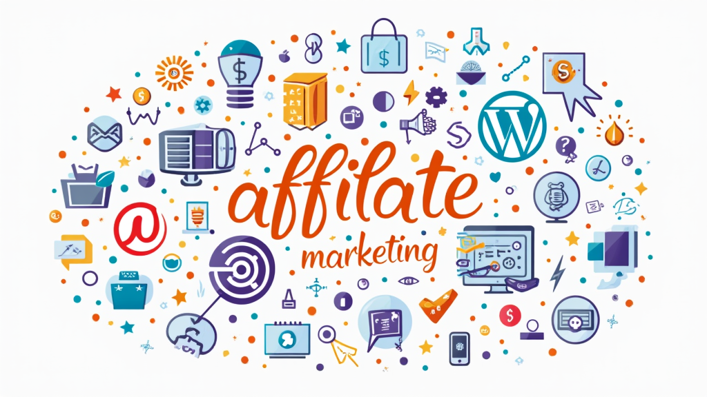 Digital marketing icons and key terms visual